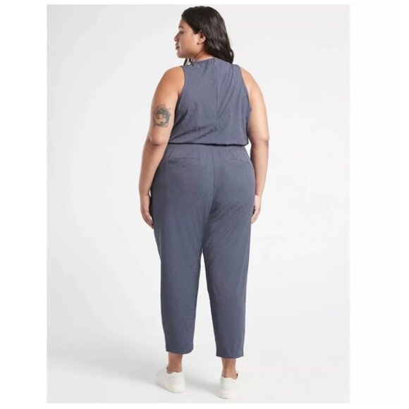 NEW! Athleta | Brooklyn Textured Jumpsuit Jacquard Leopard Medieval Violet - Picture 3 of 14